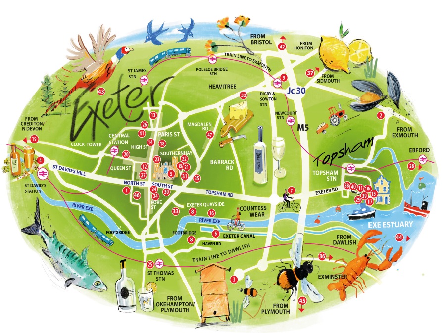 Exeter Food & Drink Trail Map